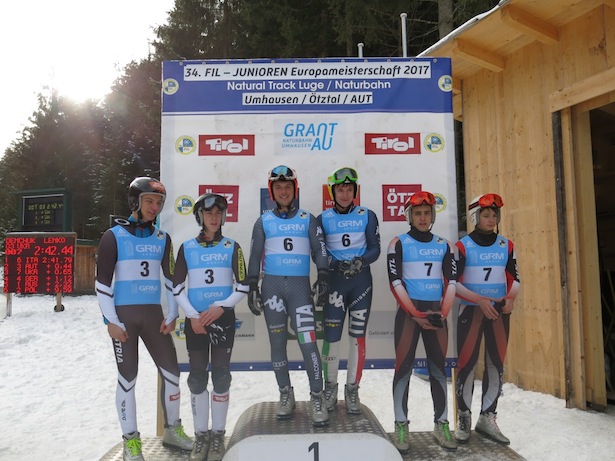 Das Podium im Doppelsitzer-Bewerb