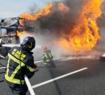 Lkw-Brand auf der Autobahn