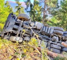 Lkw stürzt in den Wald