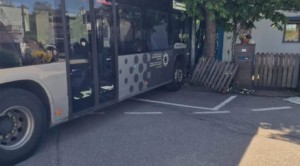 Bus kracht in Privatgarten